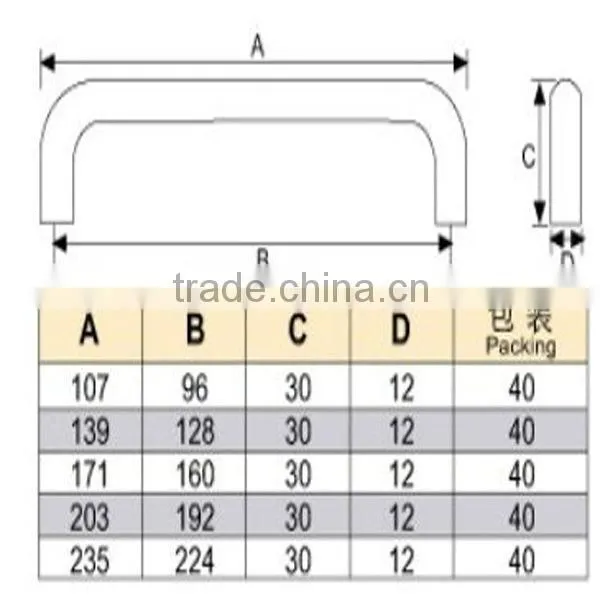 Camber aluminium funiture door handle D2004