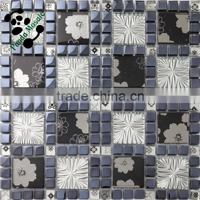 SMP26 Small and big square mosaic crystal glass mosaic tiles interior wall decoration mosaic