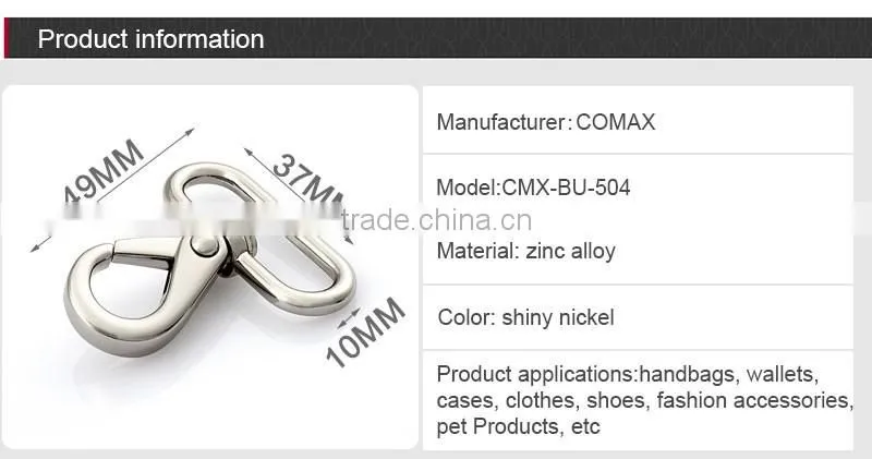 Metal Nickel Plated Swivel Snap Hook Buckle Clip Clasp For Backpack