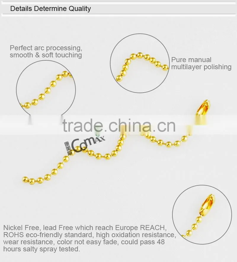 Decorative Iron Yellow Gold Metal Ball Bead Chain For Handbag