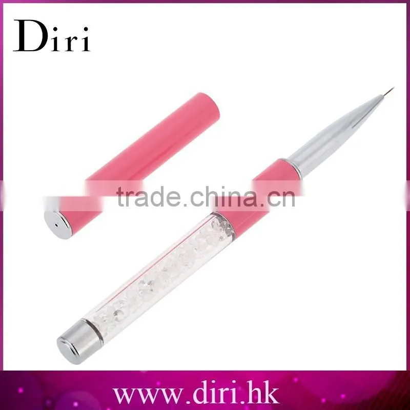 Professional Pen Half-moon Shape Silver Color Wood Handle Nail Brush For Manicure Drawing Painting