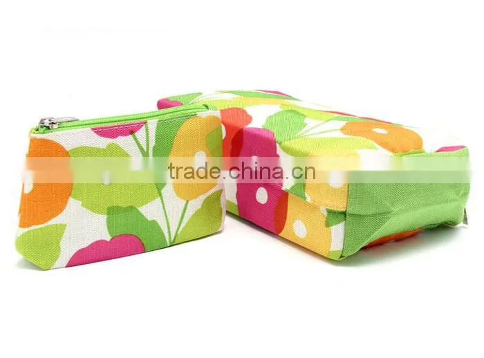 2015 new design 600D polyester PVC printing zipper cosmetic bag