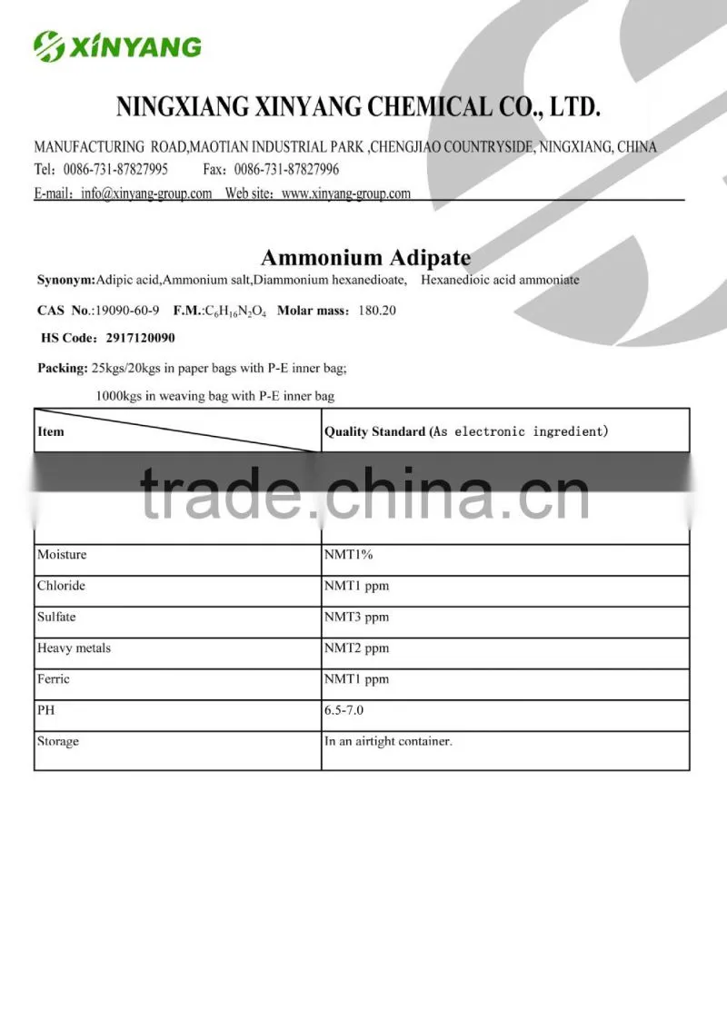 High purity ammonium adipate