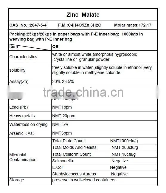 Zinc Malate Apple zinc strong effects on microbial protein synthesis