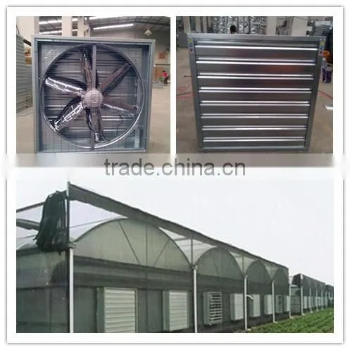 Ventilation fan for greenhouse and poultry with pusher