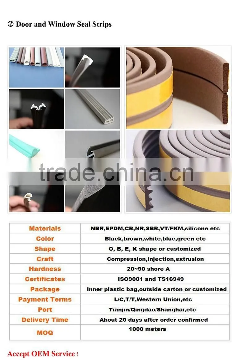 Co-extruded automotive rubber seals door weatherstrip for cars