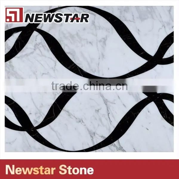 Newstar Carrara White Marble Waterjet Tile Design For Flooring Tile