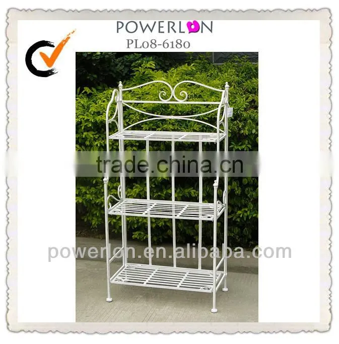 decorative 3 tier wrought iron flower shelf