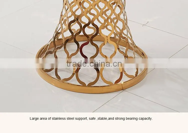 D404 Home Furniture Round Marble Rose Gold Side Table