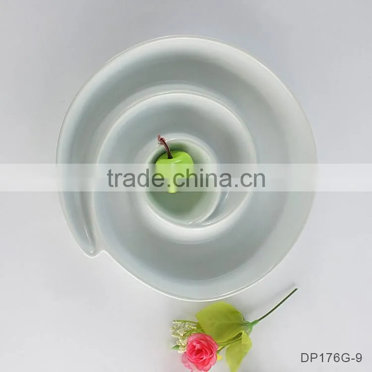 Hospitality hotel supply candy plate round porcelain compartments tray