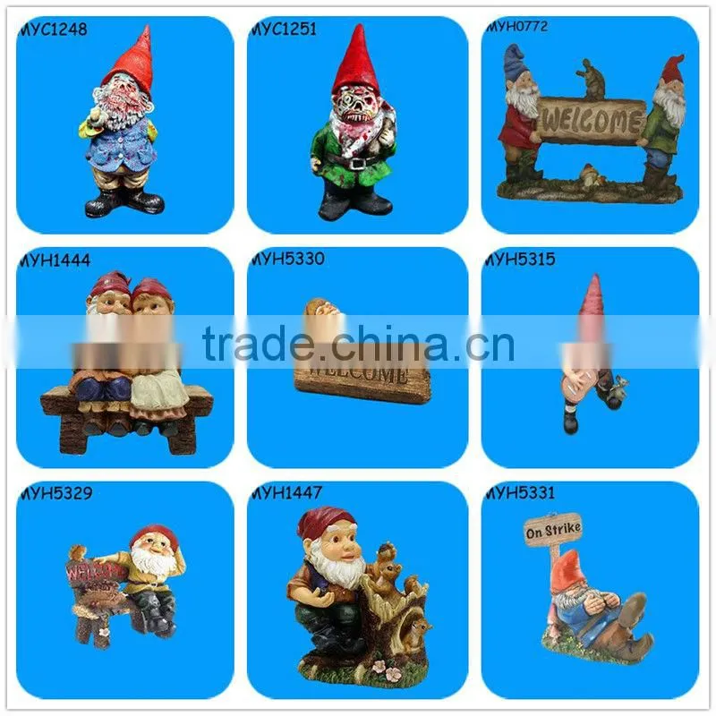 Funny Garden polyresin gnome with squirrels statue