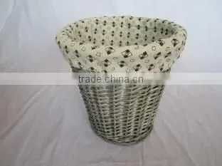 Linshu hand woven willow wicer wood storage brown laundry basket