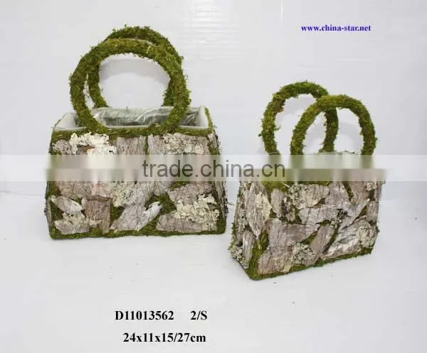 decorative bark planter with wash white