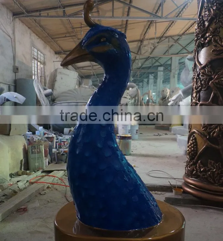 Customized life-size fiberglass peacock figure