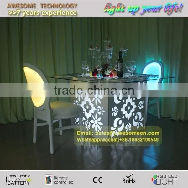 folding led wedding table with lasering pattern
