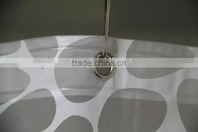 Printed fabric shower curtain and bath accessory