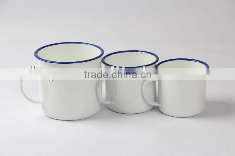 6/7/8/9/10/12cm GREEN carbon steel metal enamel mug plain