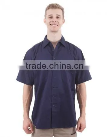 100% Cotton Preshrunk Drill Short Sleeve Navy mens work shirts