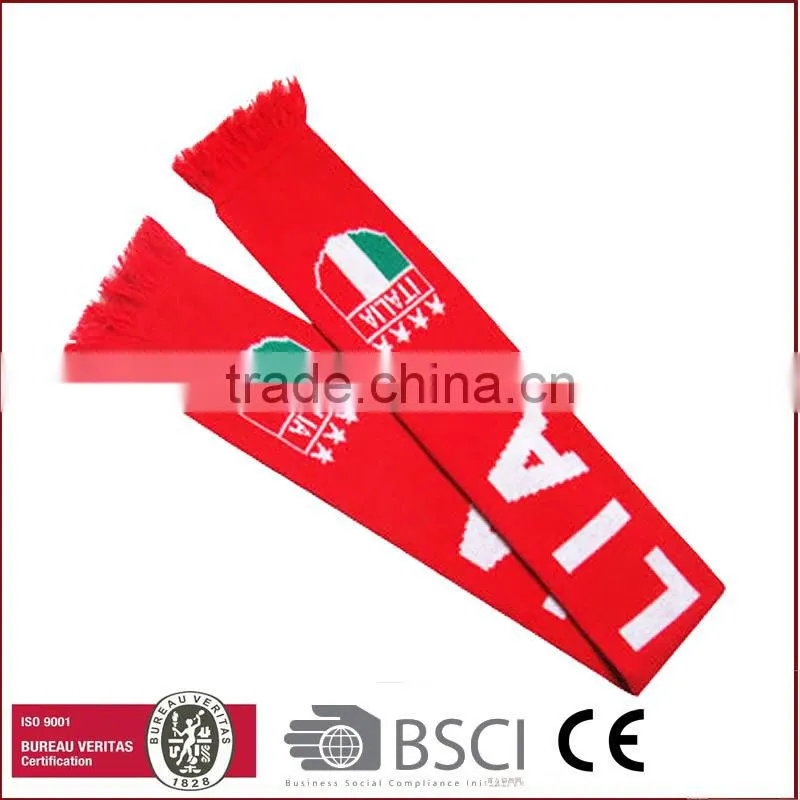 Custom knitted 100% acrylic football match scarf football fan knitted sport scarf