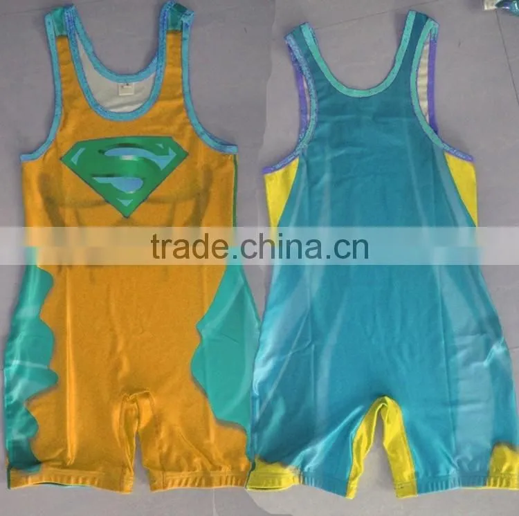 Sublimation print custom wholesale wrestling singlets in China