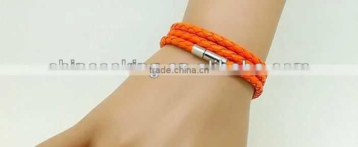 multi strand braided leather bracelet with magnetic clasp, unisex wrap leather bracelet, brown color leather bracelet