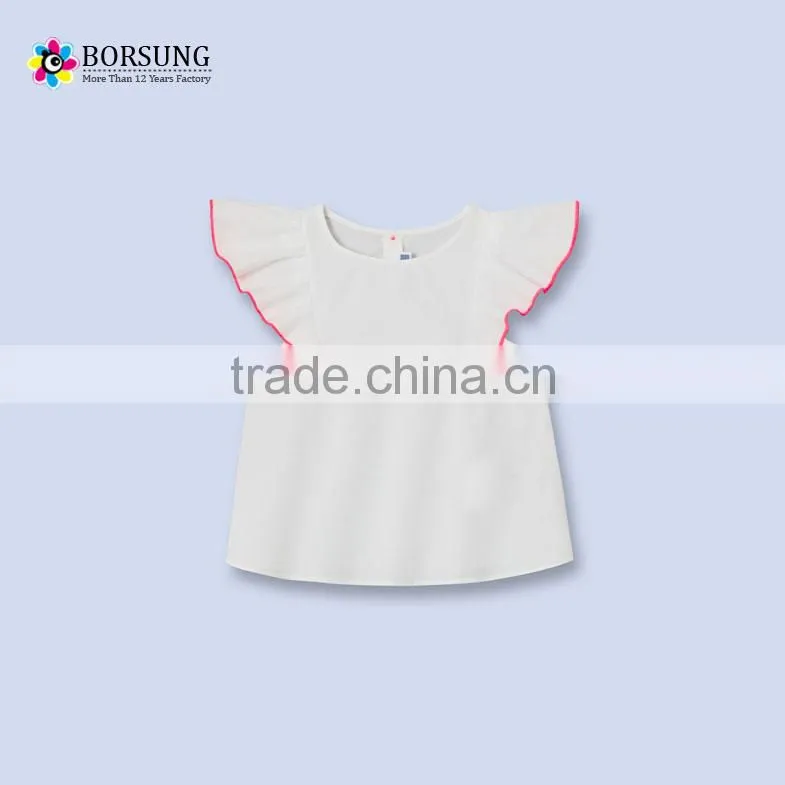 Baby Girls white Tops Children Cute blouse raglan sleeve ruffle clothes
