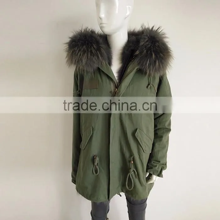 Myfur Winter Men's Fur Parka with Detachable Fur Lining and Raccoon Fur Hooded
