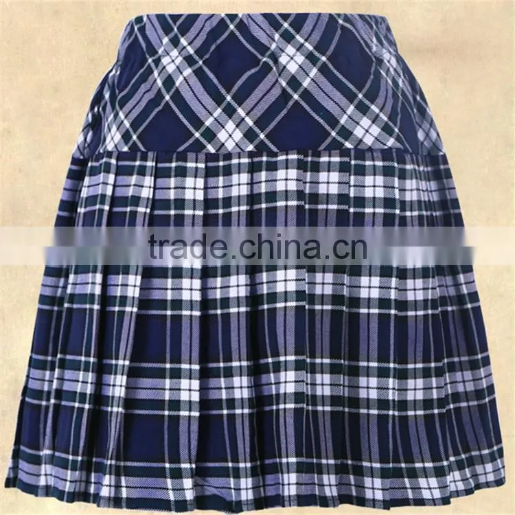 Wholesales Short Design Schools Uniform Skirts Blue Plaid School Girl Skirt