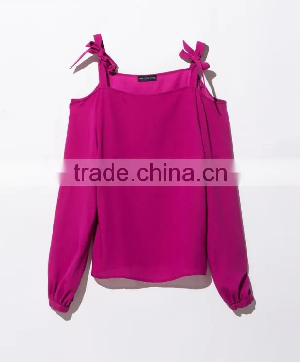 2017 Newest Summer Elegant Style Plain Cold Shoulder Blouse