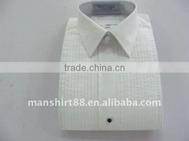 man's T/C white lay-down collar tuxedo shirt