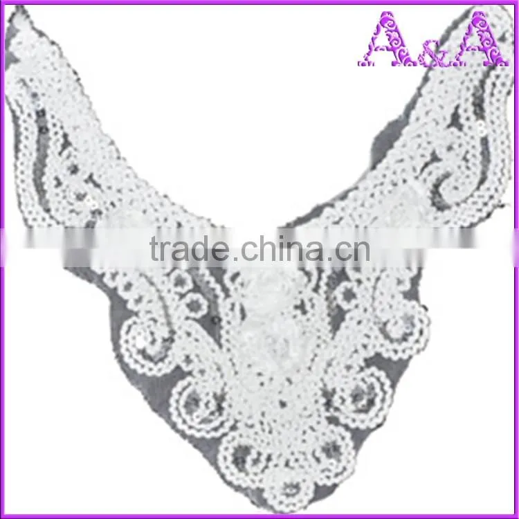 New design big piece customized raw white lace decoration voile mesh collar lace