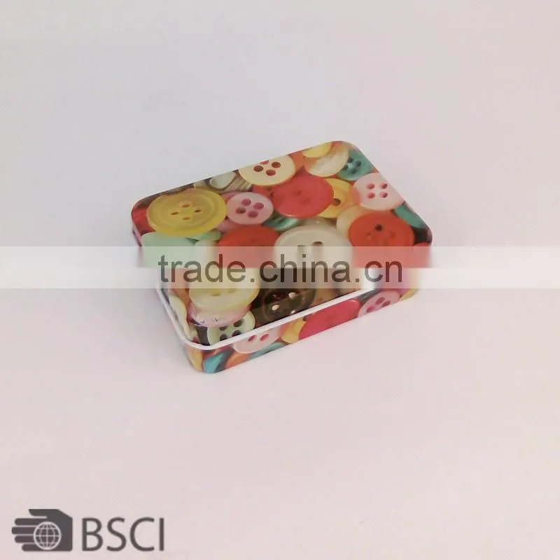 D&D button printed sewing tin box Compartment Adjustable Jewelry Storage Box Beading Box