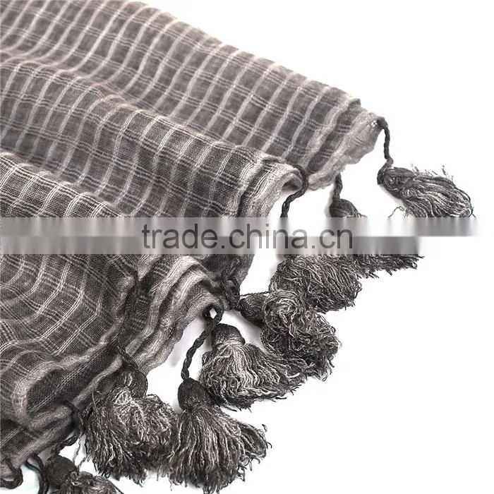 Cotton Polyester Blend Scarves & Wraps Rectangle Brown Tassel Scarf Factory