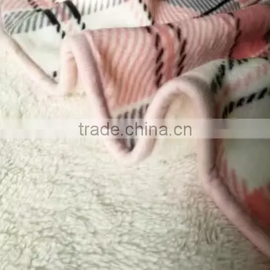 China Factory 100% polyester Check Design Throw Flannel Sherpa Blanket