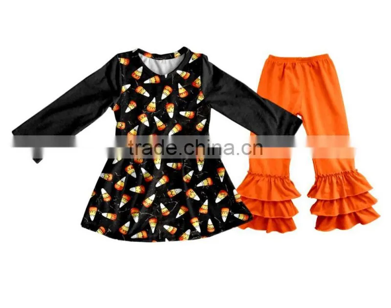Newest Toddler ruffle pants Children Boutique Halloween Clothing Sets Kids Outfits Fall Baby Girl Clothes