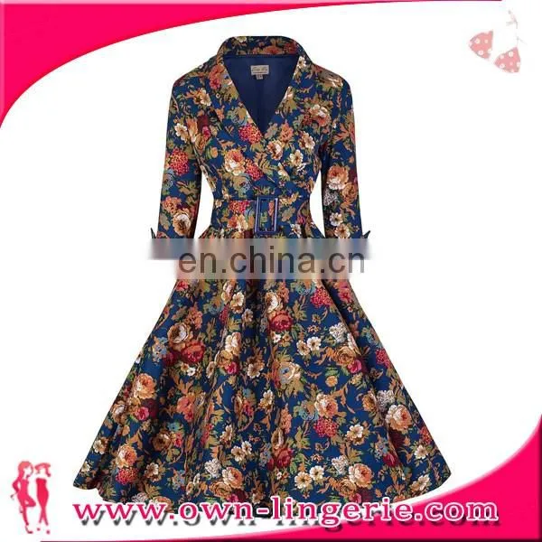 Retro Dress wholesale Classic women 1950s 3/4 sleeve vintage rockabilly swing dress/party dress/evening dress