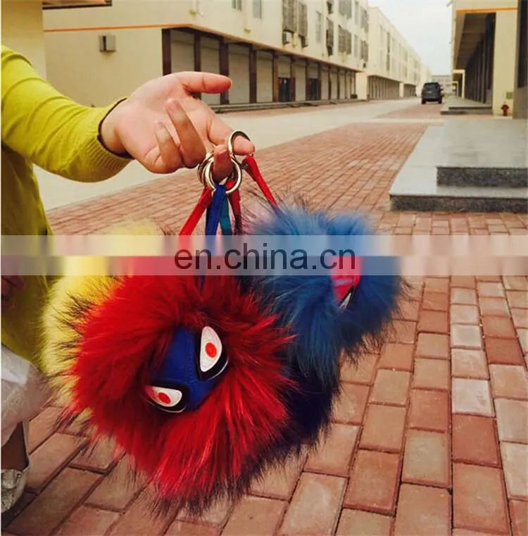 2015 High Quality Raccoon Fur Keychain for Bag Charm Monster Keychain