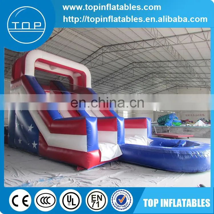 Giant inflatable water slide park American flag slide