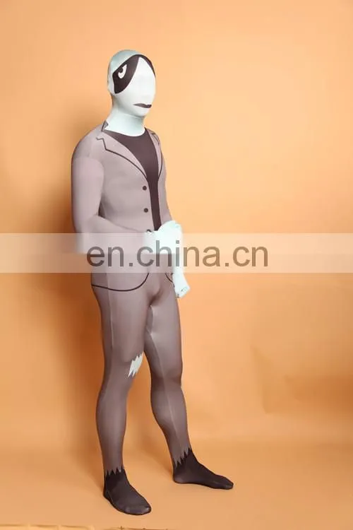 Unisex Adult Gray Slender Man Second Skin Zentai Suits Cosplay Dress