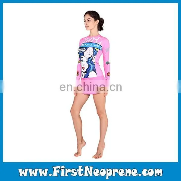 Pink Color Beautiful Scrawl Cheapest Juniors Rashguard