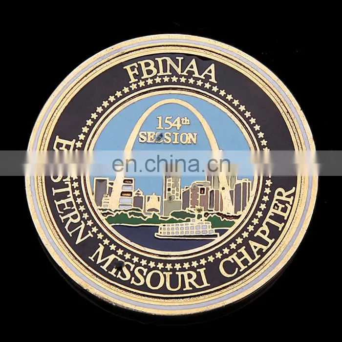 High quality customzied gold plated color filled in glorious building coin