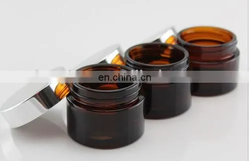 20ml 30ml 50ml brown face cream cylindrical glass bottle with black cap