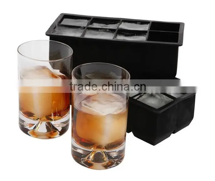 8 holes silicone ice cube tray, square grid ice maker