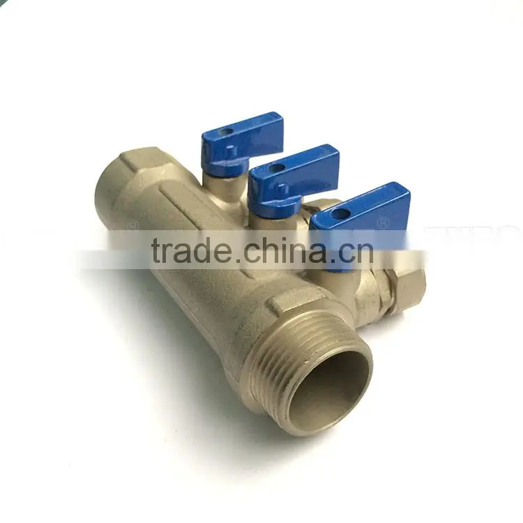 Reasonable price pex gas pipe manifold brass 3 valve manifold for pex al pex pipe