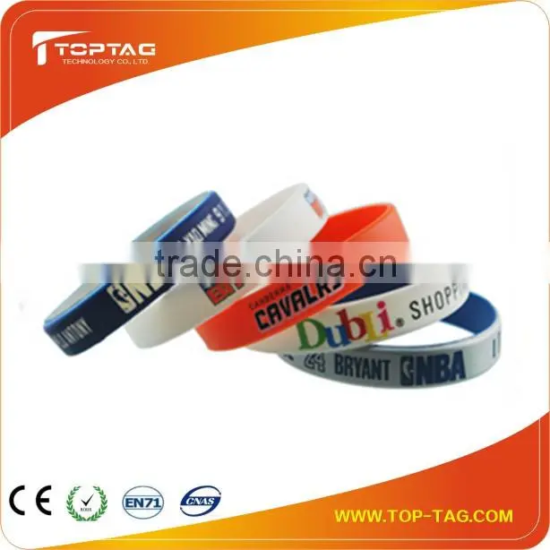 Popular ISO14443A Silicone RFID Wristband with logo printing