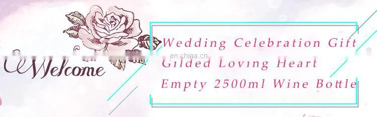 Wedding Celebration Gift Ornaments Gilded Loving Heart Shape 2500ml Empty Ceramic Wine Bottle