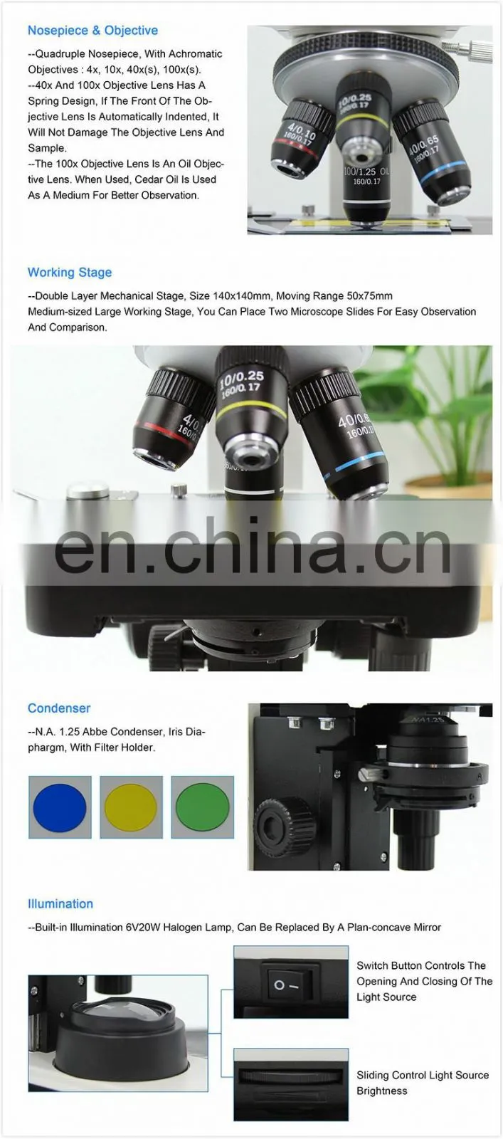Liyi Laboratory Compound Binocular Optical Biological Microscope