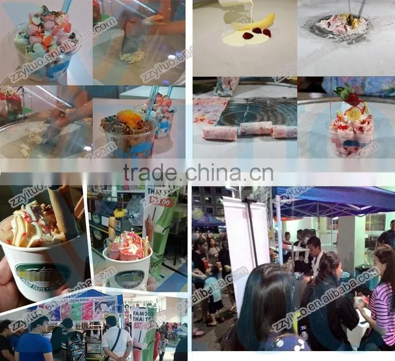 Double Pans Rolled Fry Ice Cream Machine