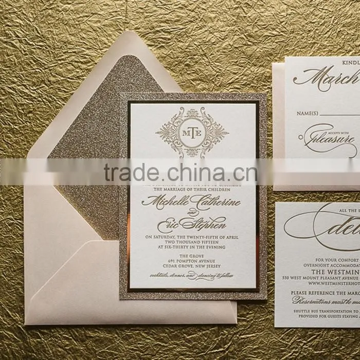 Wholesale Silver Envelope Wedding Invitation Card Glitter