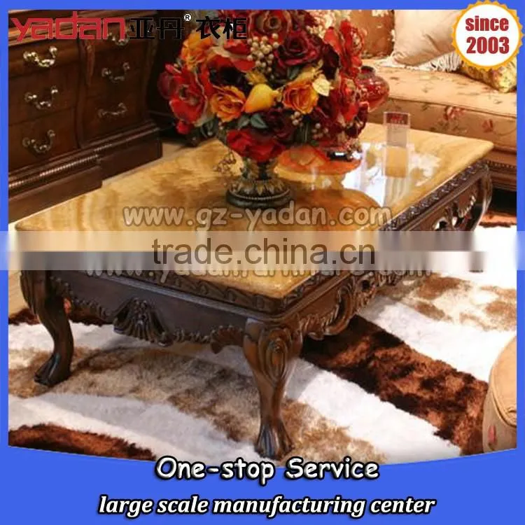 classic long tea table marble top,vintage wood coffee table for sale